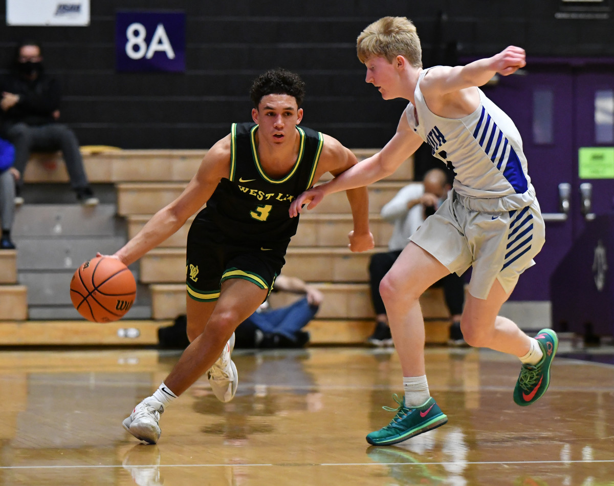West Linn South Medford boys basketball Taylor Balkom 43